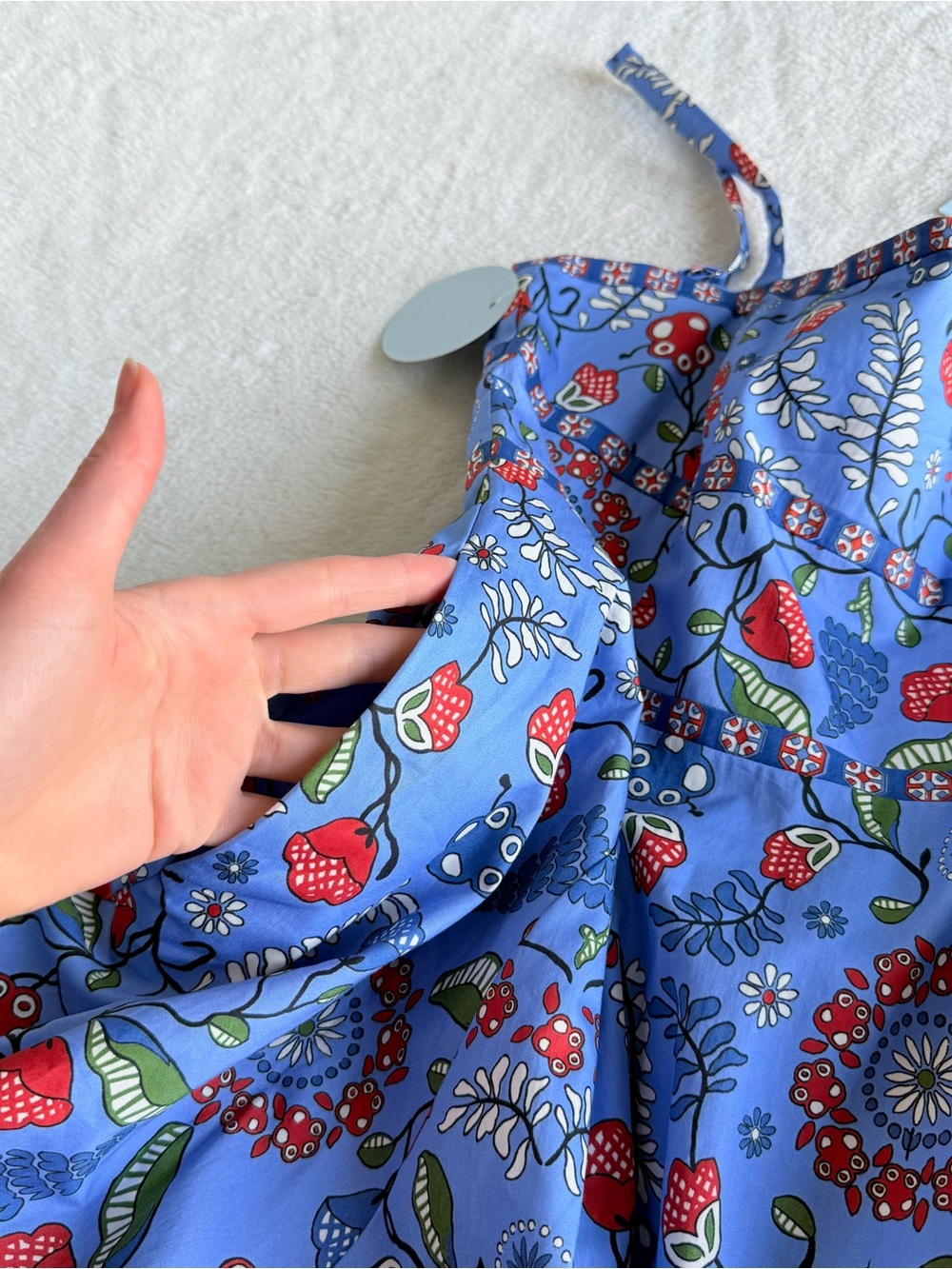 Hill House NWT The Margot Blue Red Swedish Floral Midi Dress S - Picture 8 of 11